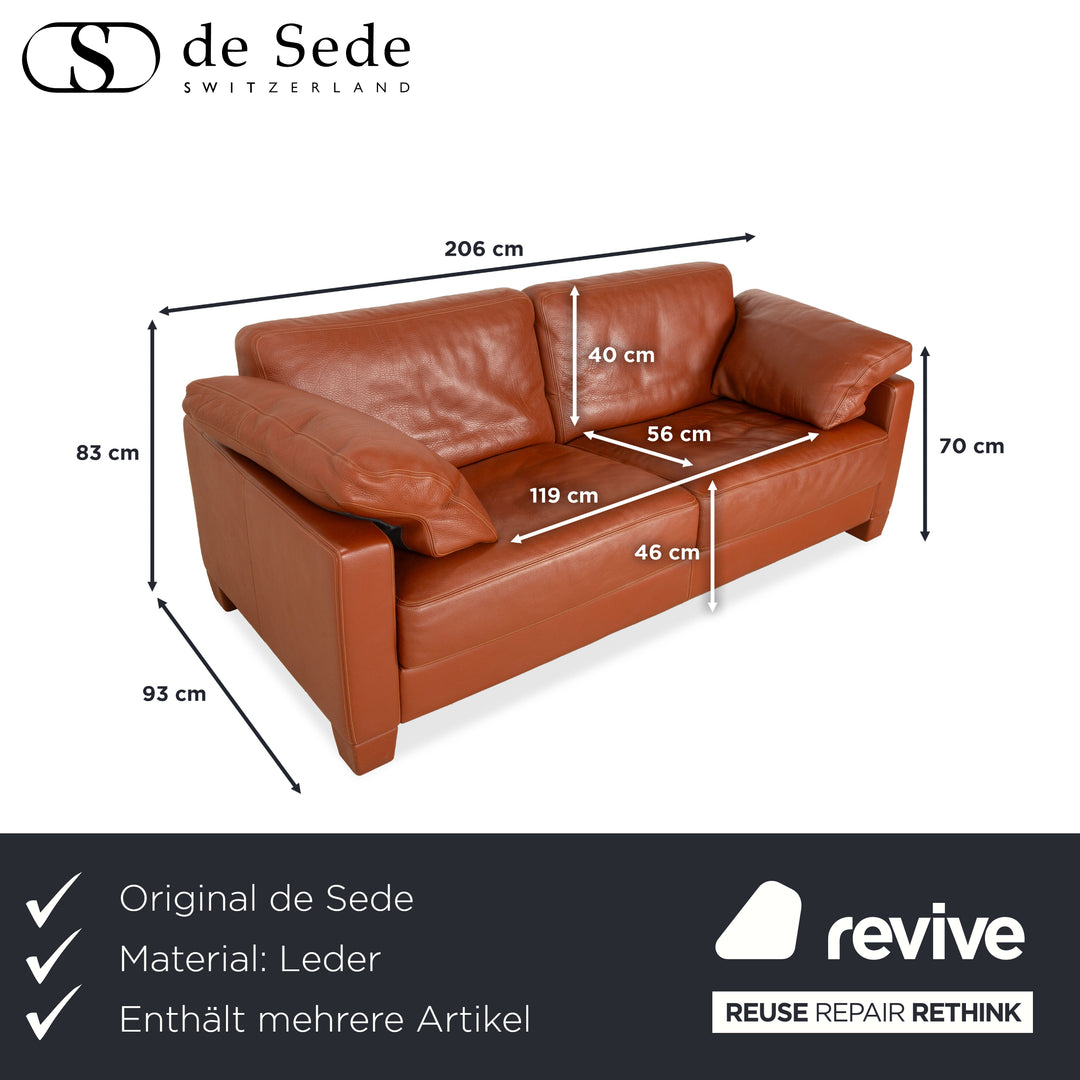 de Sede DS-17 Leather Three-Seater + Two-Seater Brown Orange Terracotta Sofa Couch