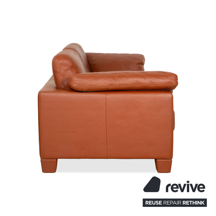 de Sede DS-17 Leather Three-Seater + Two-Seater Brown Orange Terracotta Sofa Couch