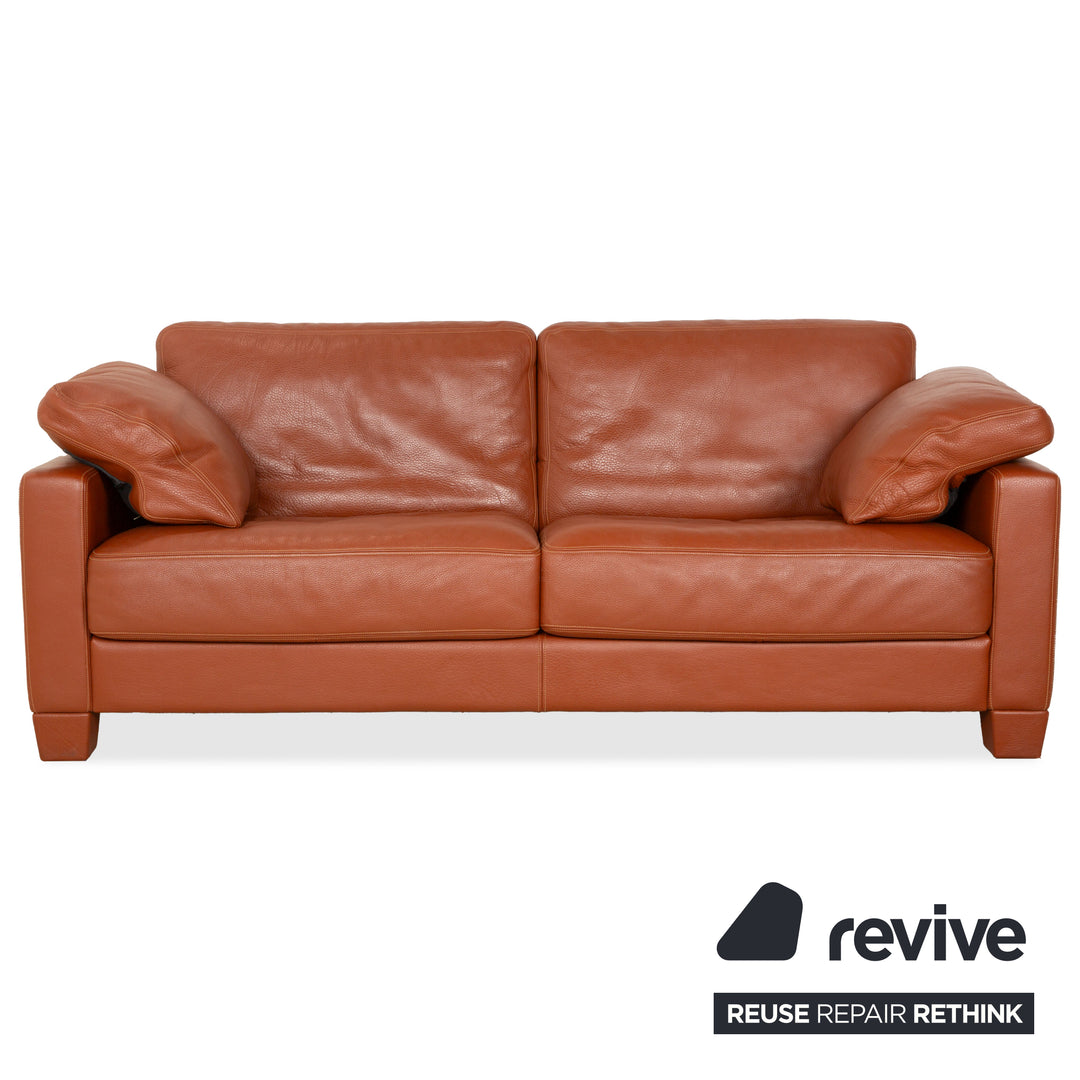 de Sede DS-17 Leather Three-Seater + Two-Seater Brown Orange Terracotta Sofa Couch
