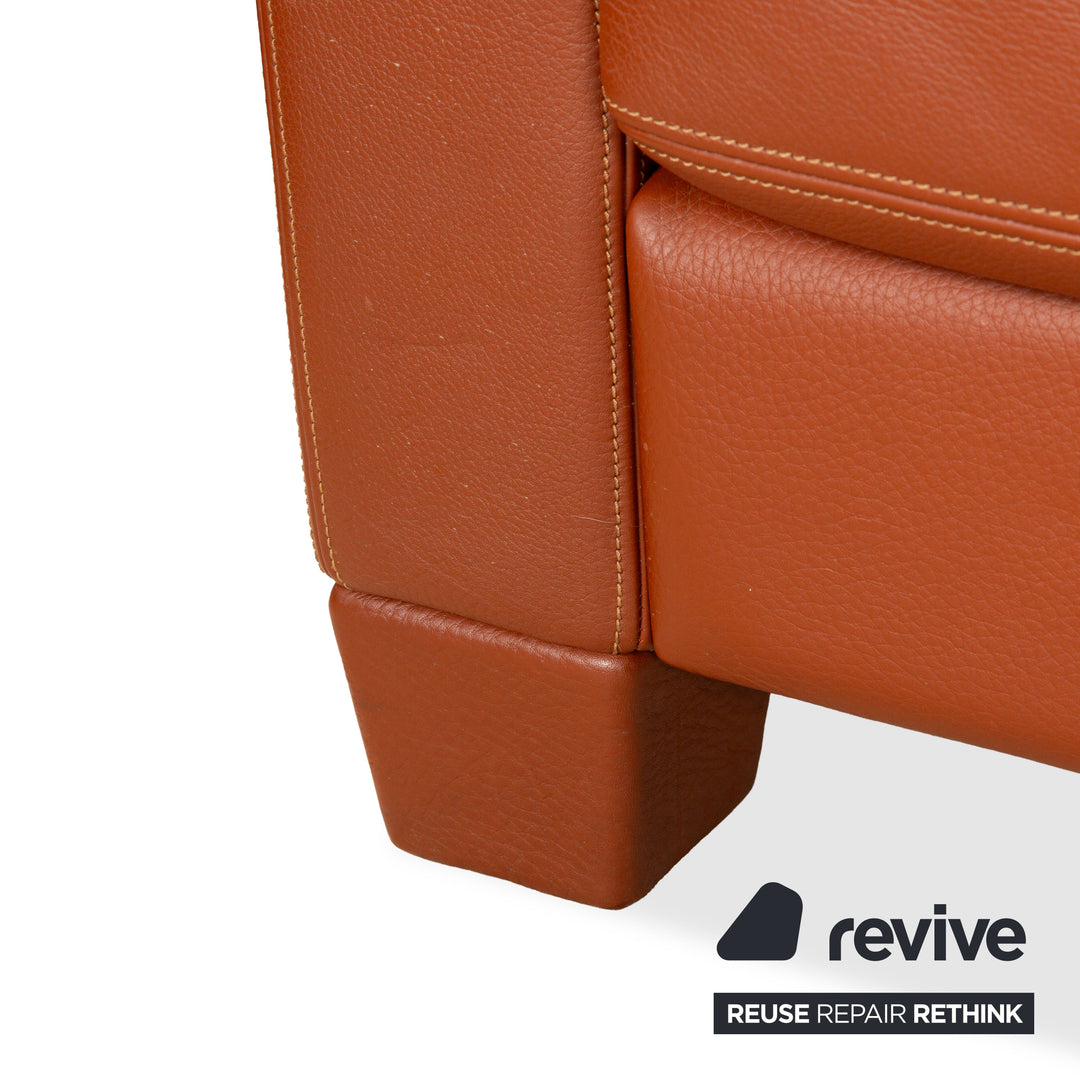 de Sede DS-17 Leather Three-Seater + Two-Seater Brown Orange Terracotta Sofa Couch