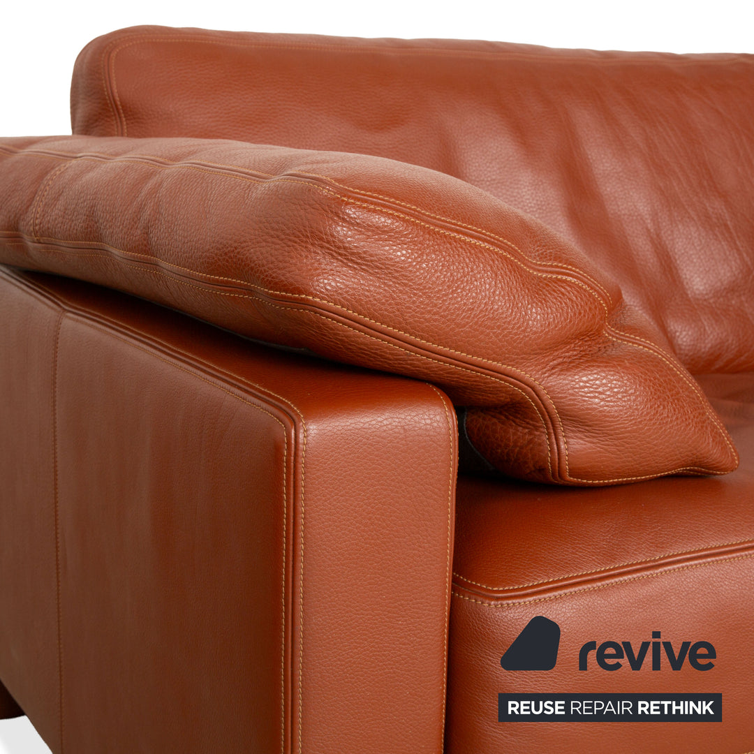 de Sede DS-17 Leather Three-Seater + Two-Seater Brown Orange Terracotta Sofa Couch
