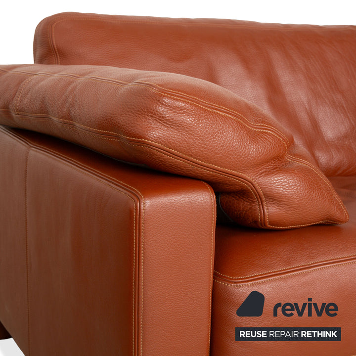 de Sede DS-17 Leather Three-Seater + Two-Seater Brown Orange Terracotta Sofa Couch