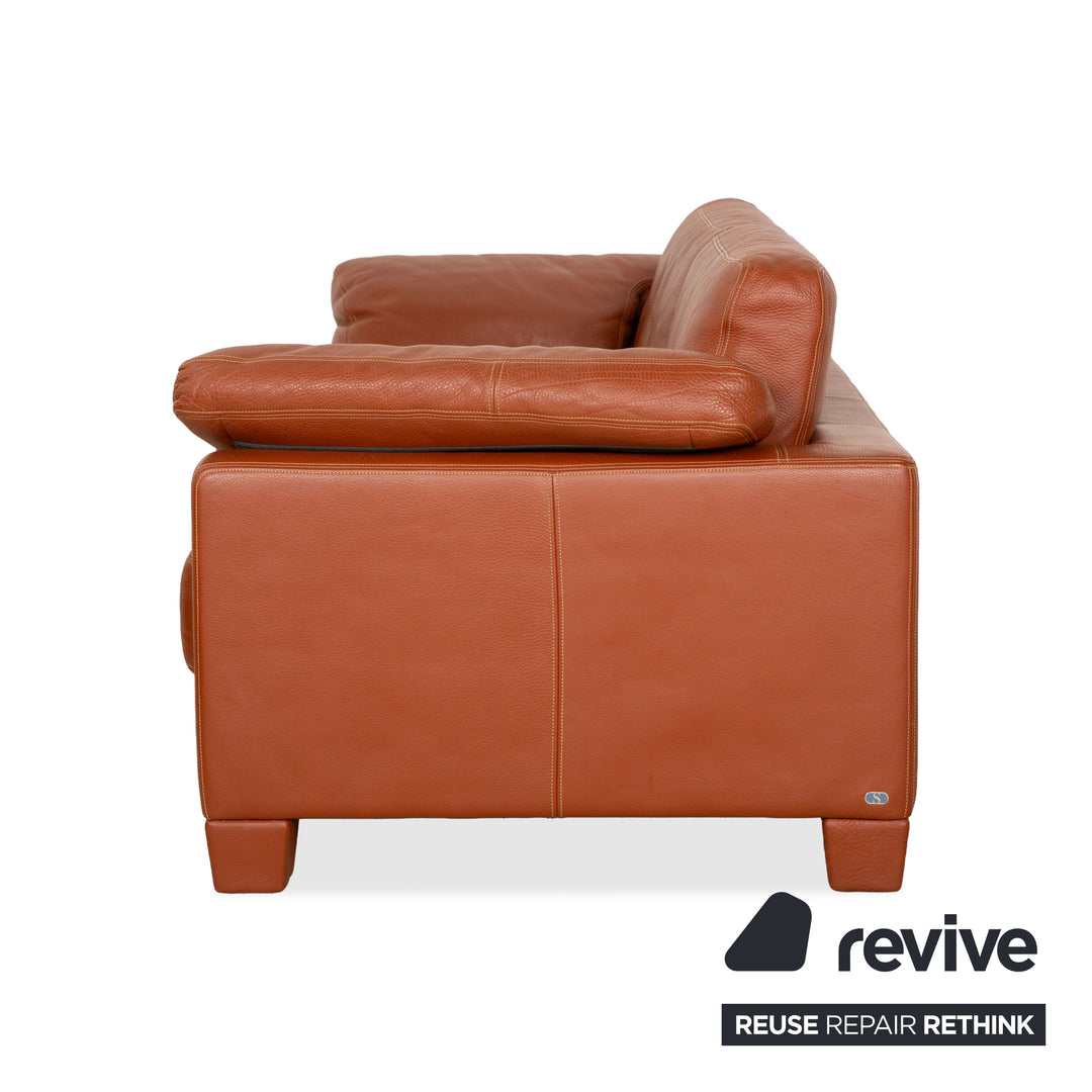 de Sede DS-17 Leather Three-Seater + Two-Seater Brown Orange Terracotta Sofa Couch