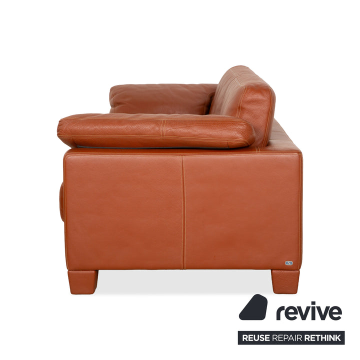 de Sede DS-17 Leather Three-Seater + Two-Seater Brown Orange Terracotta Sofa Couch