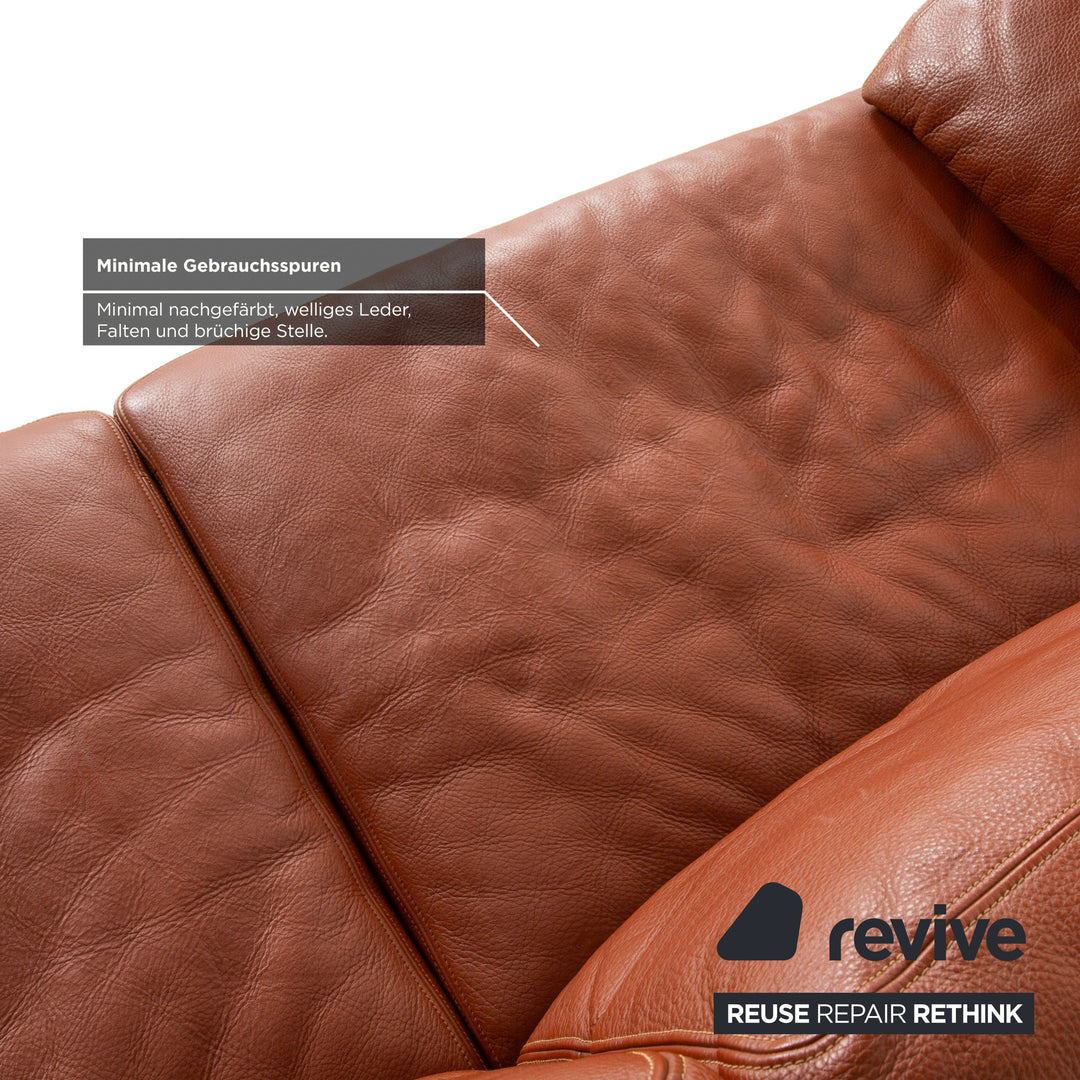 de Sede DS-17 Leather Three-Seater + Two-Seater Brown Orange Terracotta Sofa Couch
