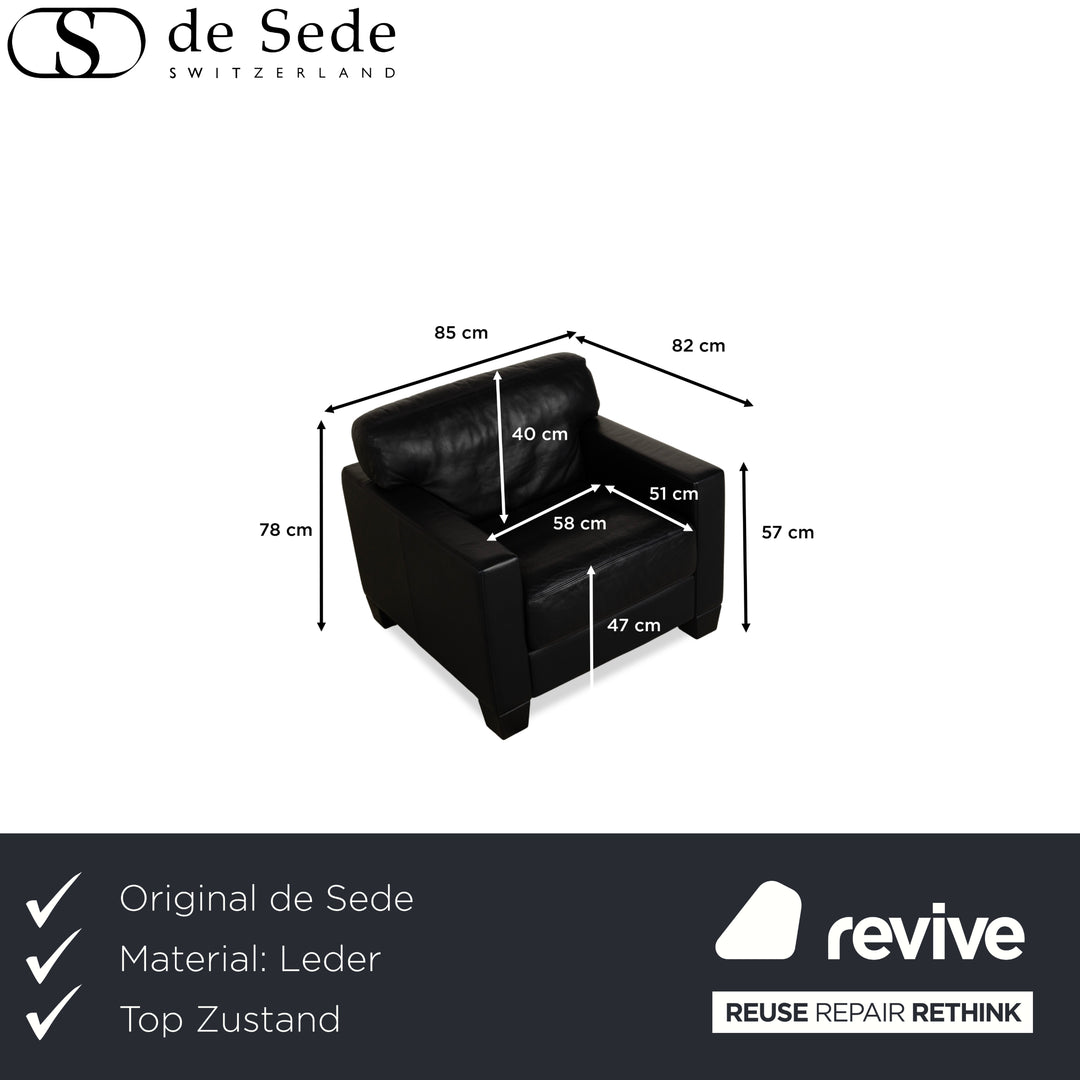 De Sede DS 17 leather armchair dark blue