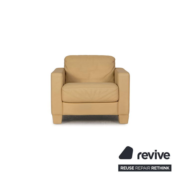 de Sede DS 17 Leder Sofa Garnitur Beige Dreisitzer Couch Sessel