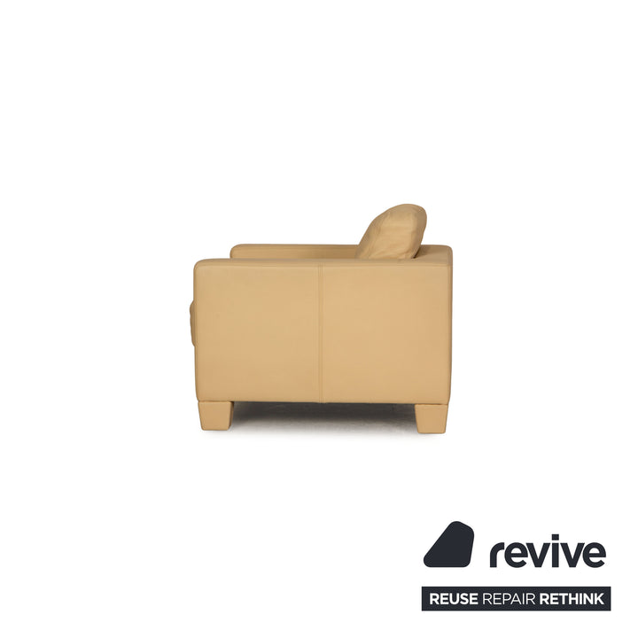 de Sede DS 17 Leder Sofa Garnitur Beige Dreisitzer Couch Sessel