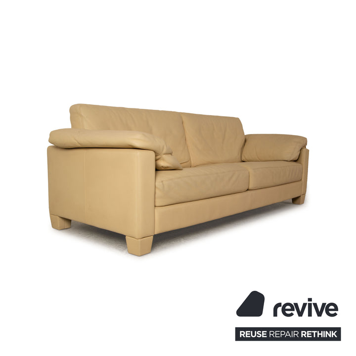 de Sede DS 17 Leder Sofa Garnitur Beige Dreisitzer Couch Sessel