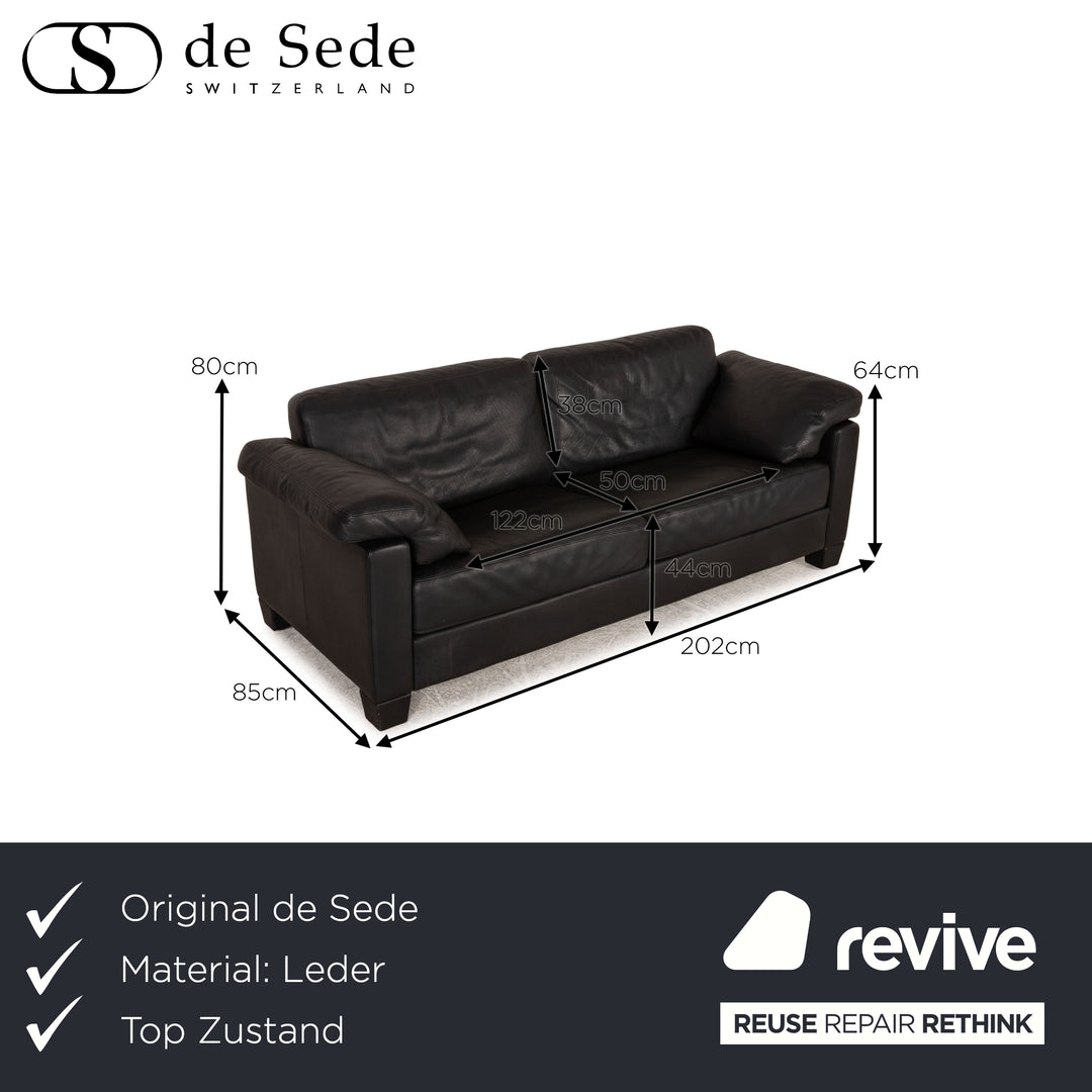 de Sede DS 17 Leder Sofa Schwarz Dreisitzer Couch