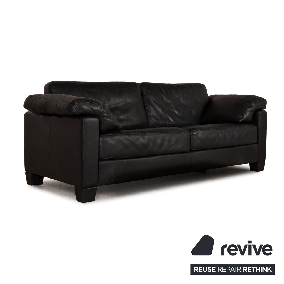 de Sede DS 17 Leder Sofa Schwarz Dreisitzer Couch