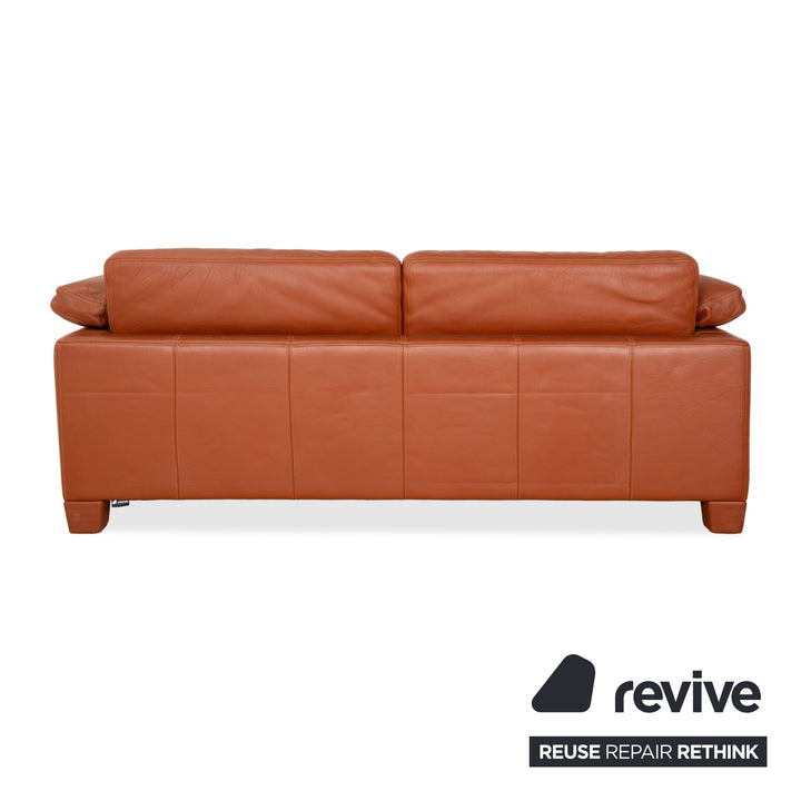 Canapé deux places en cuir marron orange terre cuite de Sede DS-17