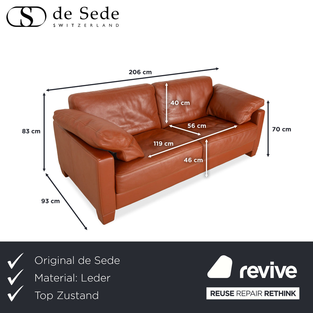 Canapé deux places en cuir marron orange terre cuite de Sede DS-17