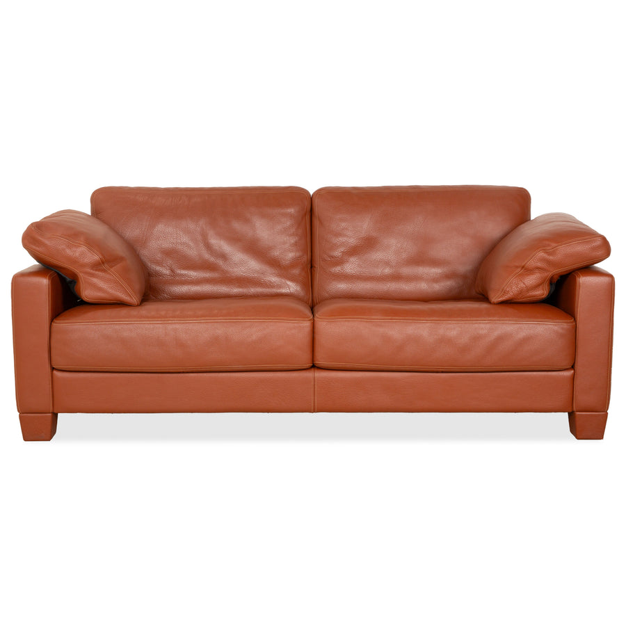 Canapé deux places en cuir marron orange terre cuite de Sede DS-17