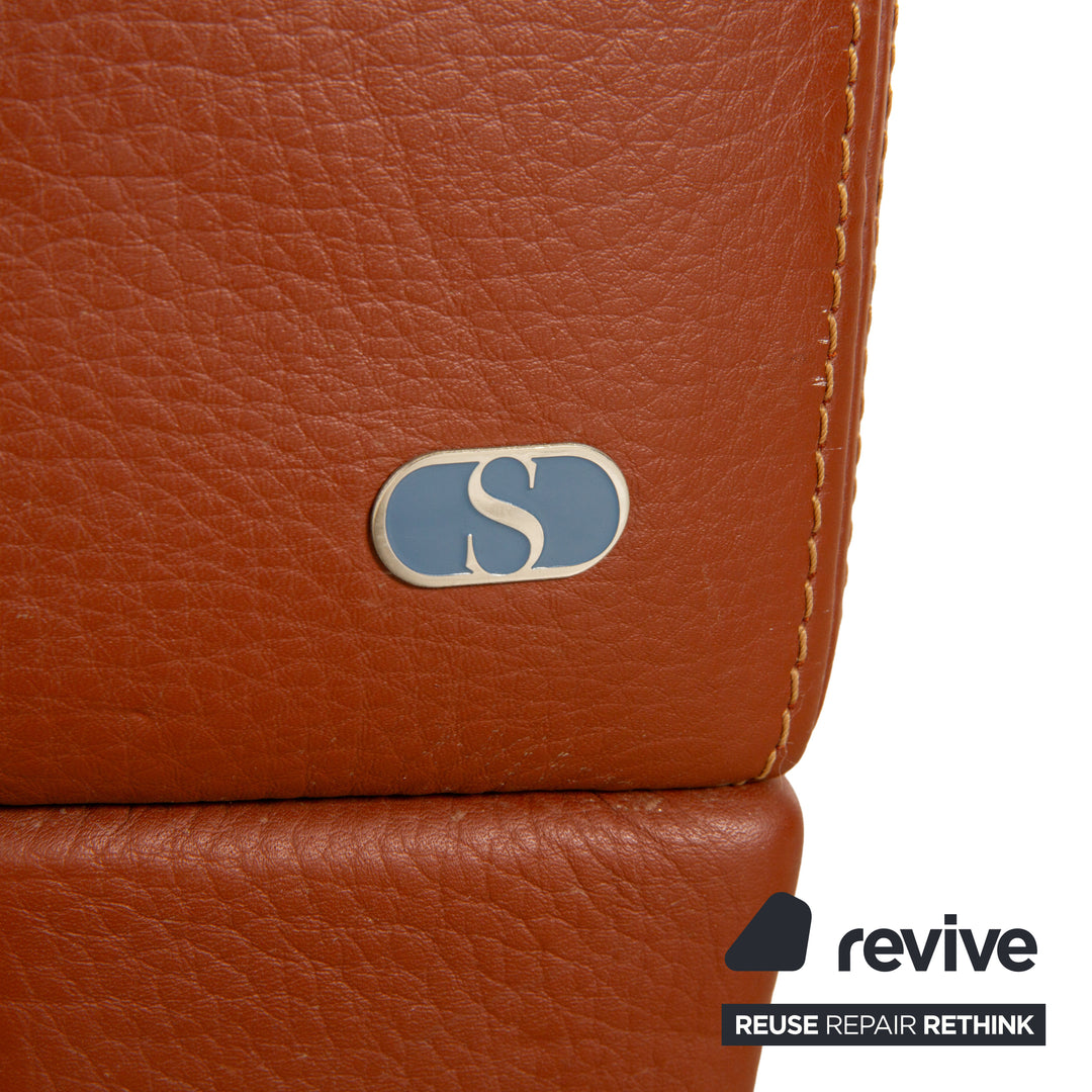 Canapé deux places en cuir marron orange terre cuite de Sede DS-17
