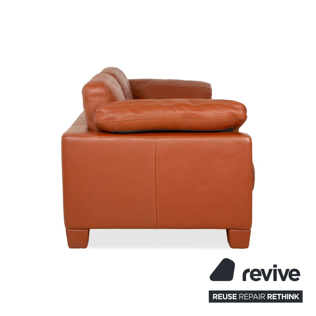 Canapé deux places en cuir marron orange terre cuite de Sede DS-17