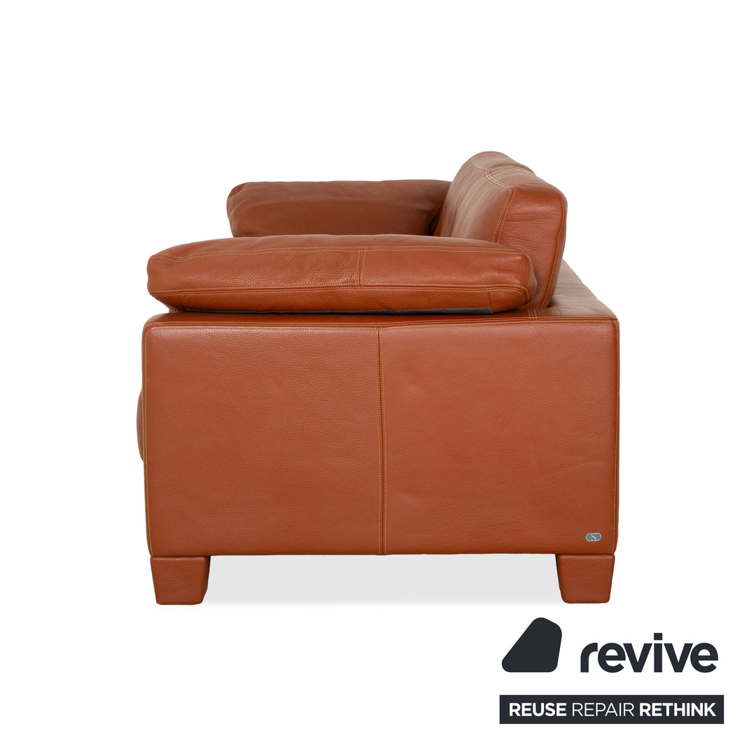 Canapé deux places en cuir marron orange terre cuite de Sede DS-17
