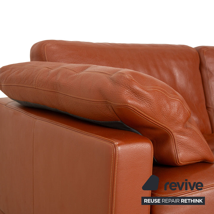 Canapé deux places en cuir marron orange terre cuite de Sede DS-17