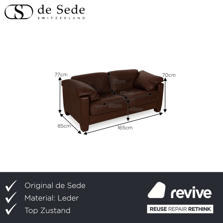 De Sede DS 17 Leather Two-Seater Brown Sofa Couch