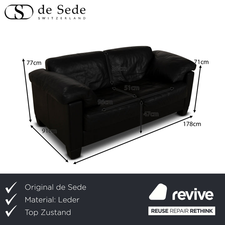 De Sede DS-17 Leder Zweisitzer Schwarz Sofa Couch