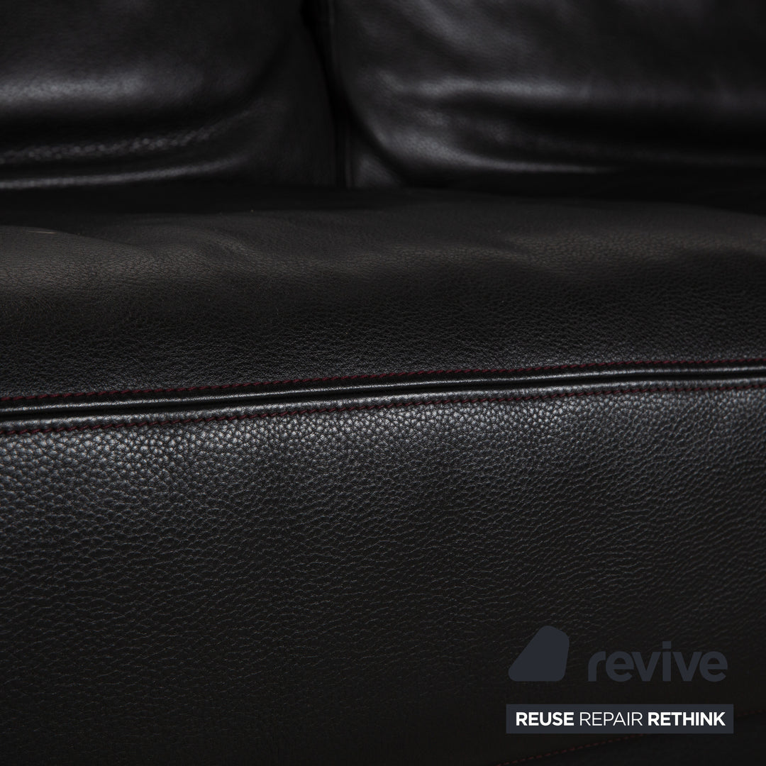 de Sede DS-17 Leder Zweisitzer Schwarz Sofa Couch Kopfstütze