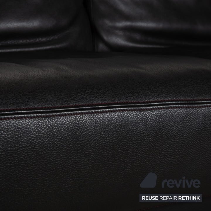 de Sede DS-17 Leder Zweisitzer Schwarz Sofa Couch Kopfstütze