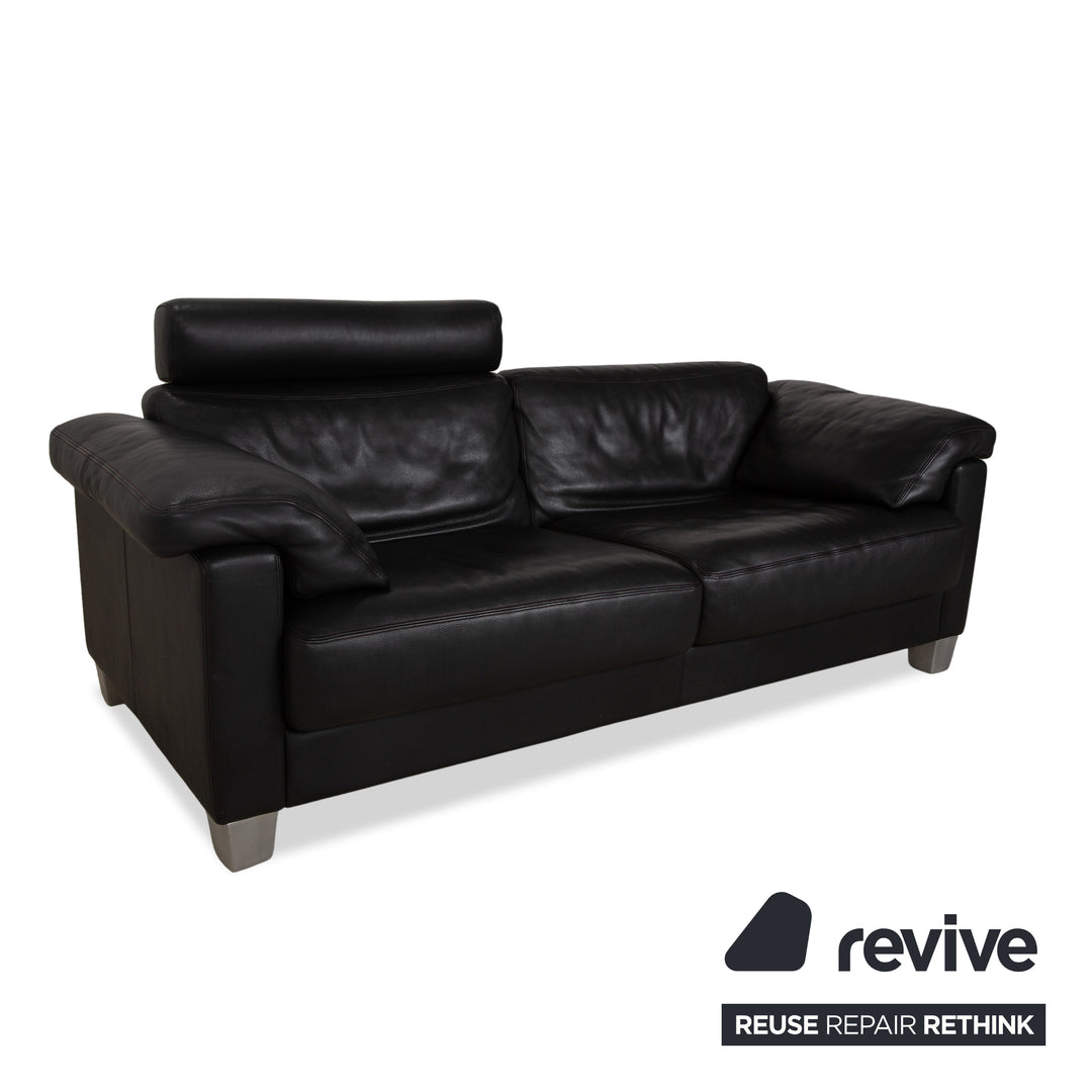 de Sede DS-17 Leder Zweisitzer Schwarz Sofa Couch Kopfstütze