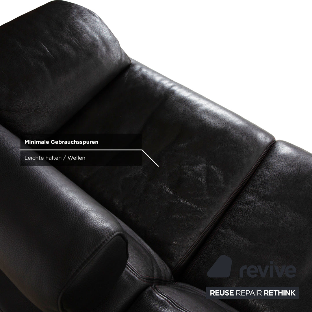 Canapé deux places en cuir noir de Sede DS-17 avec appui-tête