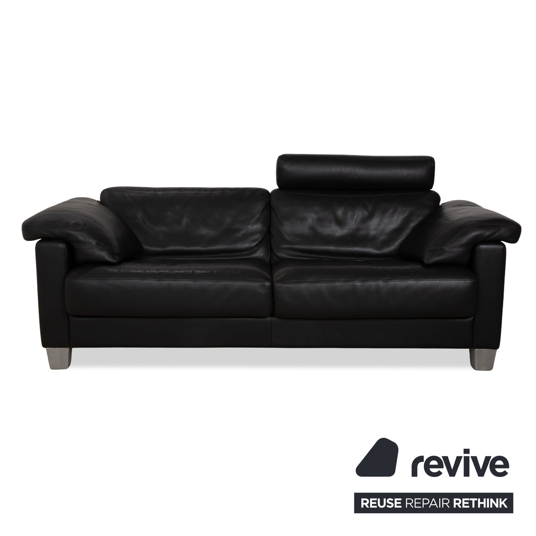 de Sede DS-17 Leder Zweisitzer Schwarz Sofa Couch Kopfstütze