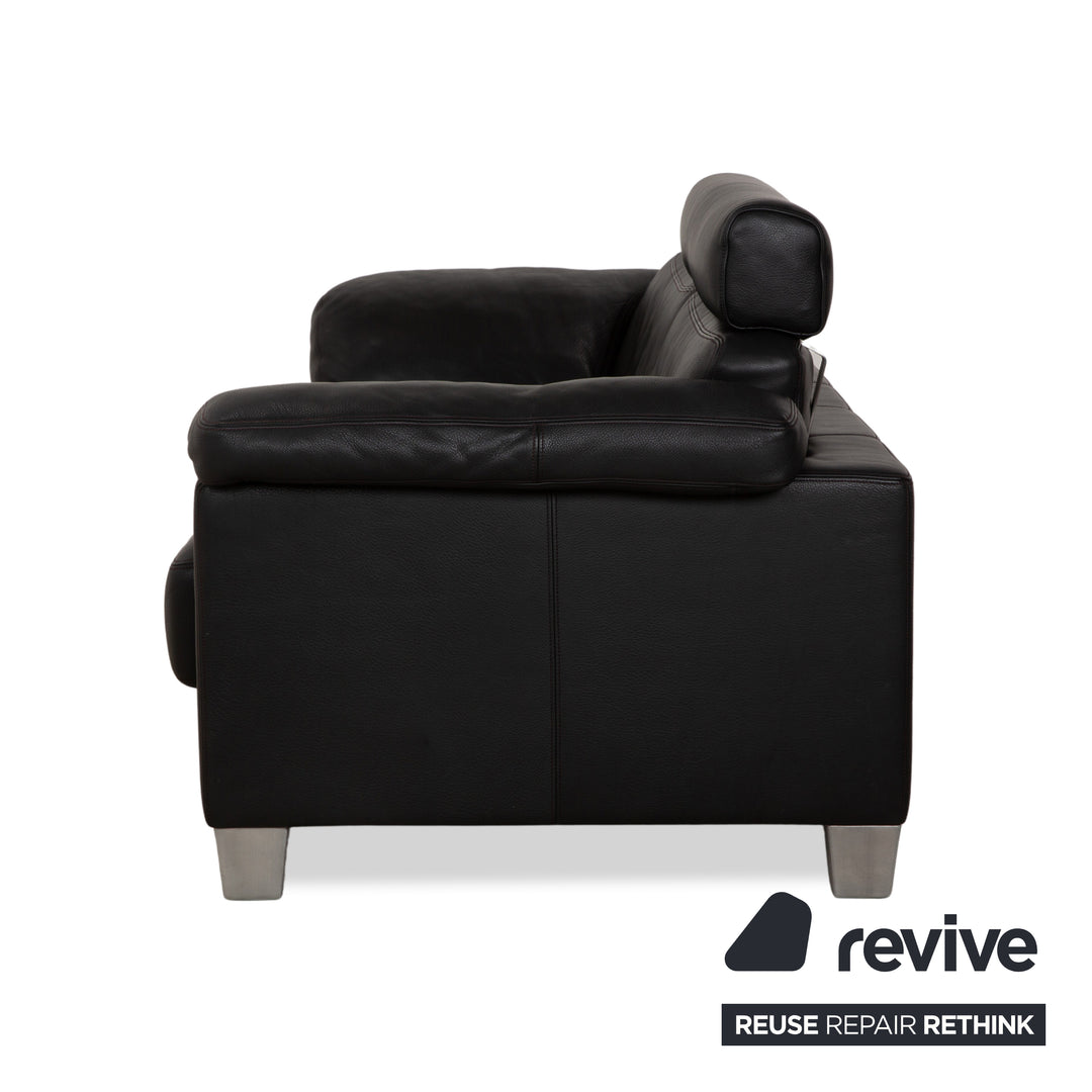 de Sede DS-17 Leder Zweisitzer Schwarz Sofa Couch Kopfstütze