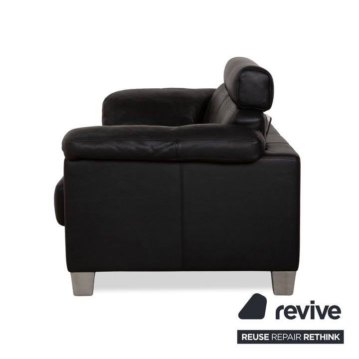 de Sede DS-17 Leder Zweisitzer Schwarz Sofa Couch Kopfstütze