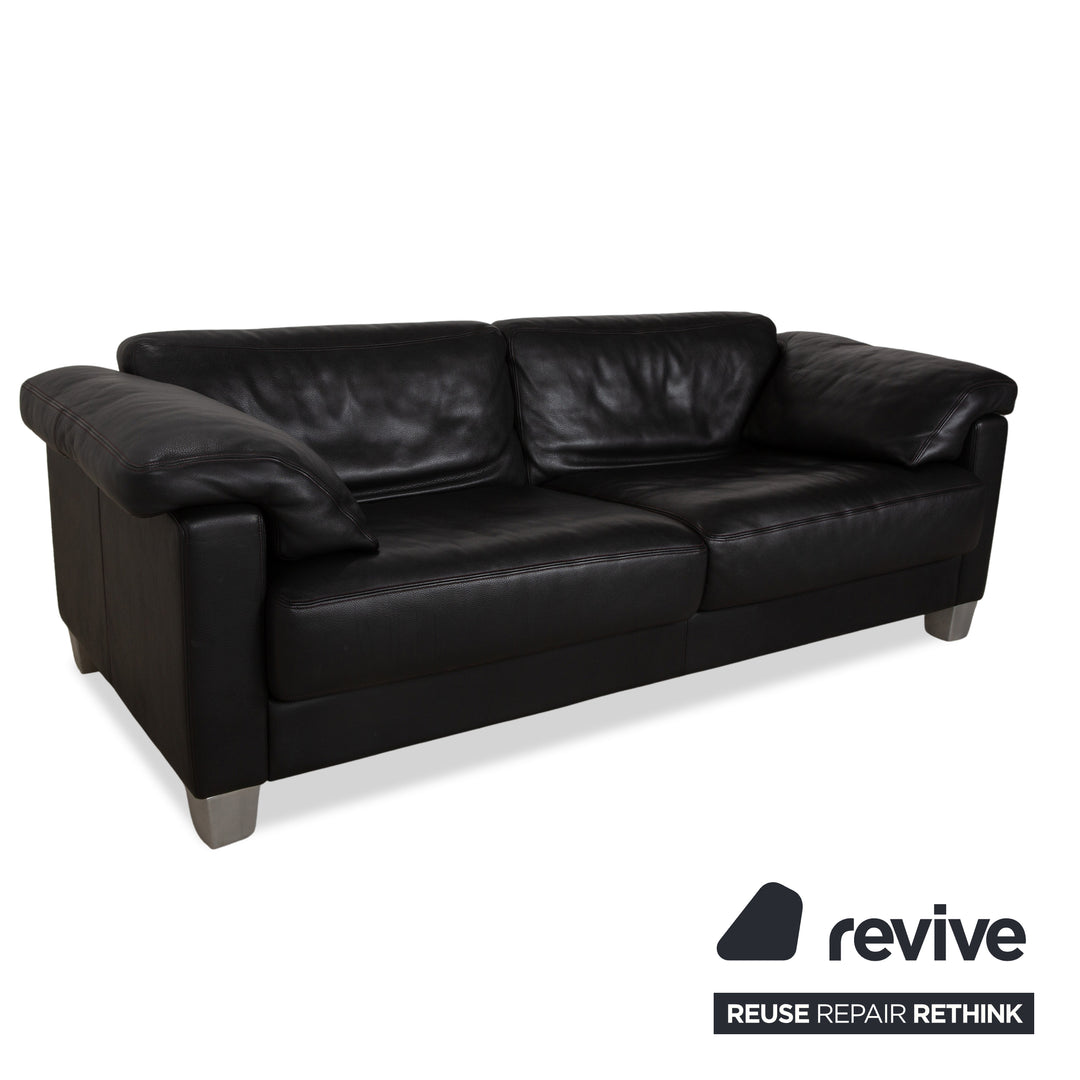 de Sede DS-17 Leder Zweisitzer Schwarz Sofa Couch Kopfstütze