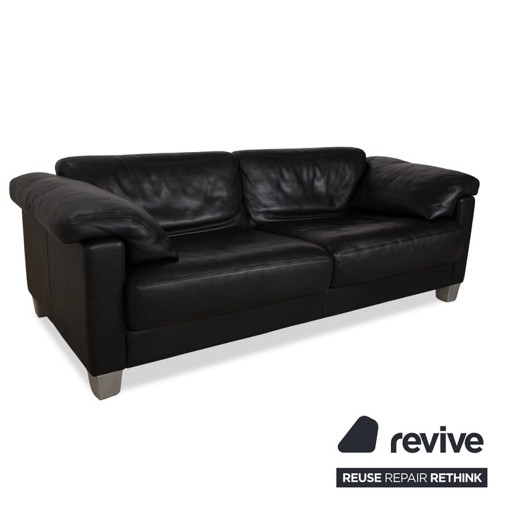 de Sede DS-17 Leder Zweisitzer Schwarz Sofa Couch Kopfstütze
