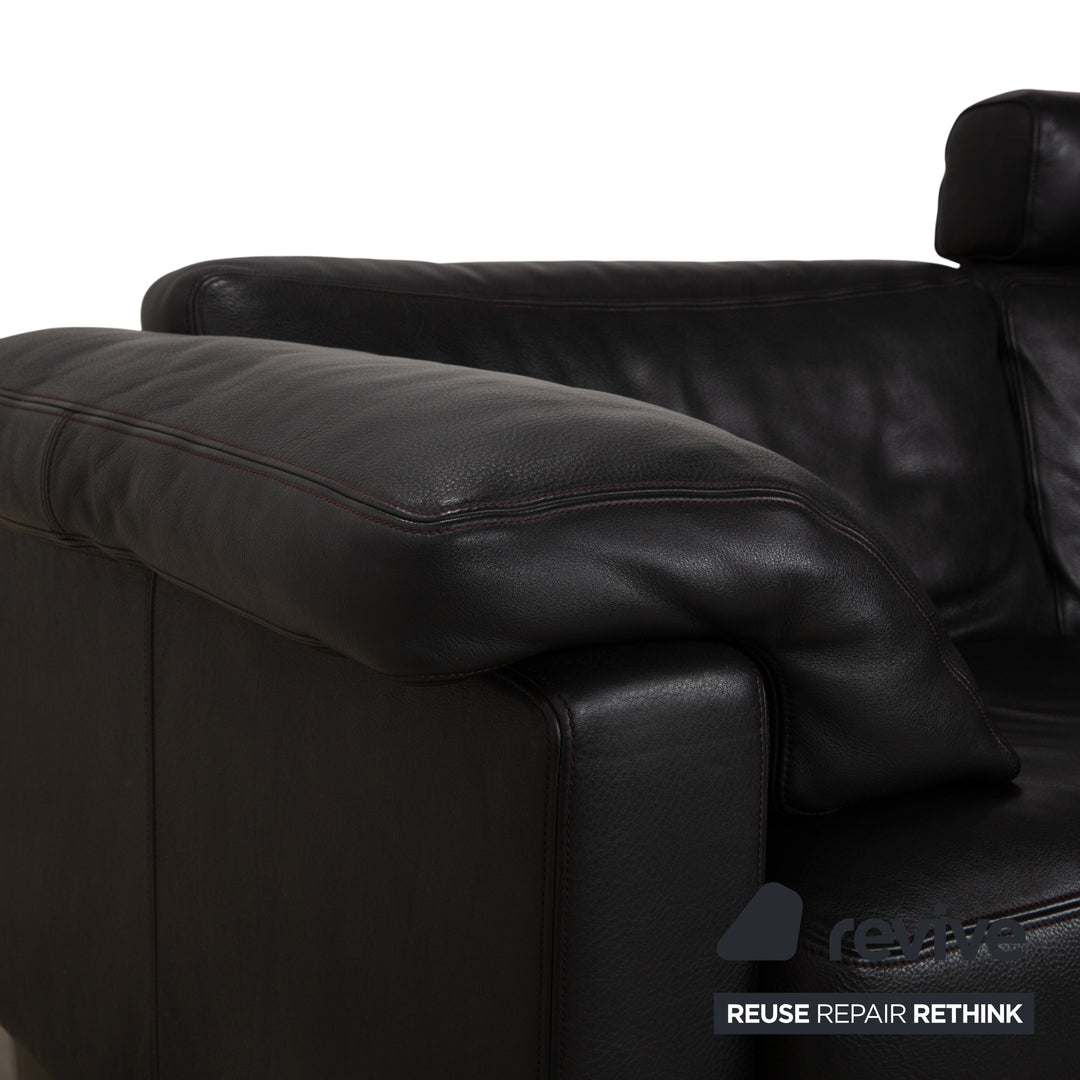 de Sede DS-17 Leder Zweisitzer Schwarz Sofa Couch Kopfstütze