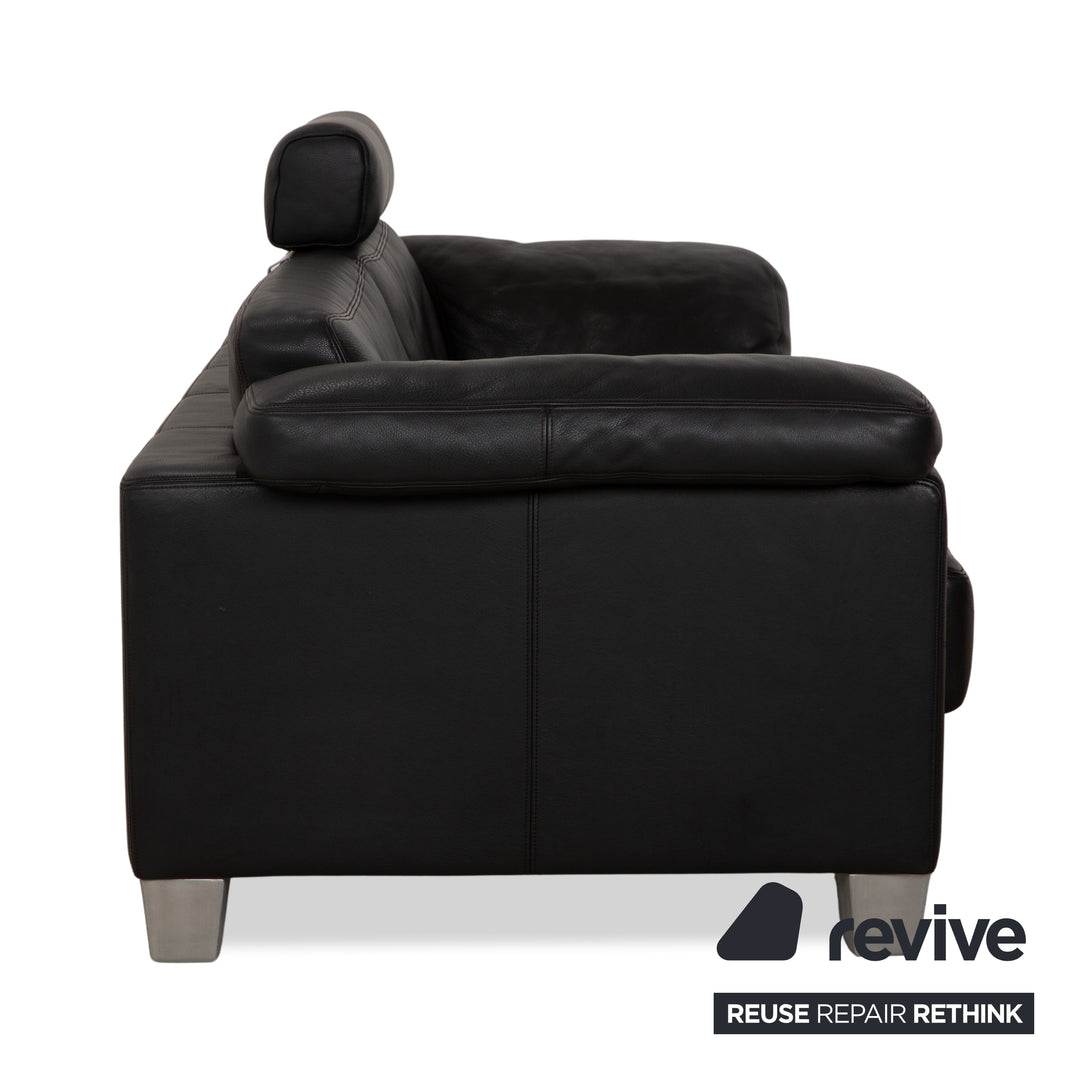 de Sede DS-17 Leder Zweisitzer Schwarz Sofa Couch Kopfstütze