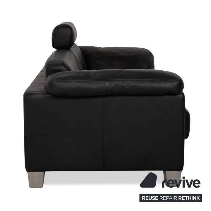 de Sede DS-17 Leder Zweisitzer Schwarz Sofa Couch Kopfstütze