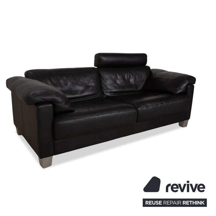 de Sede DS-17 Leder Zweisitzer Schwarz Sofa Couch Kopfstütze