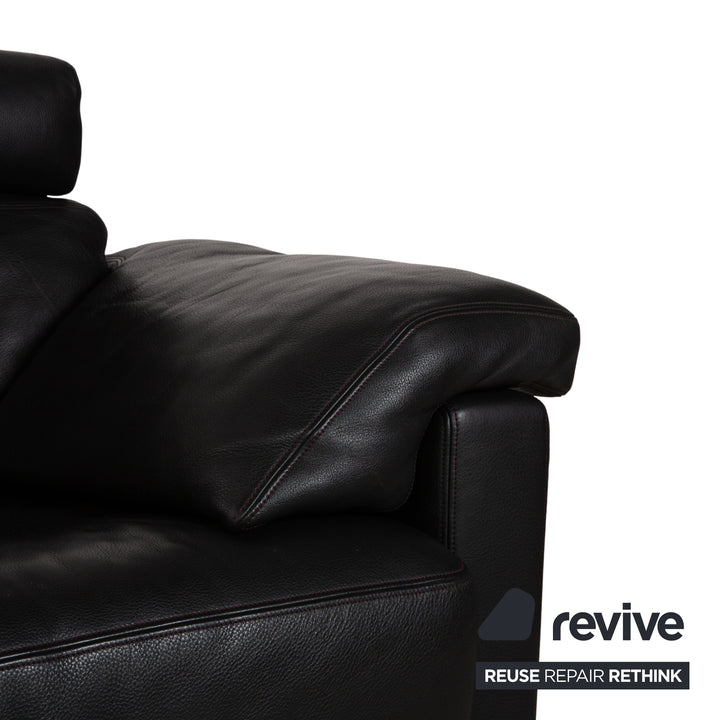 de Sede DS-17 Leder Zweisitzer Schwarz Sofa Couch Kopfstütze