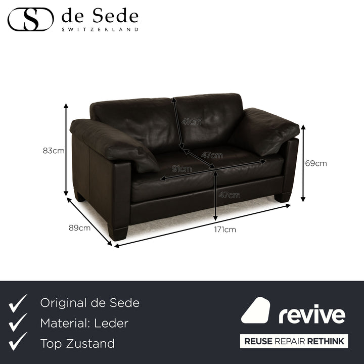 de Sede DS 17 leather two-seater black sofa couch