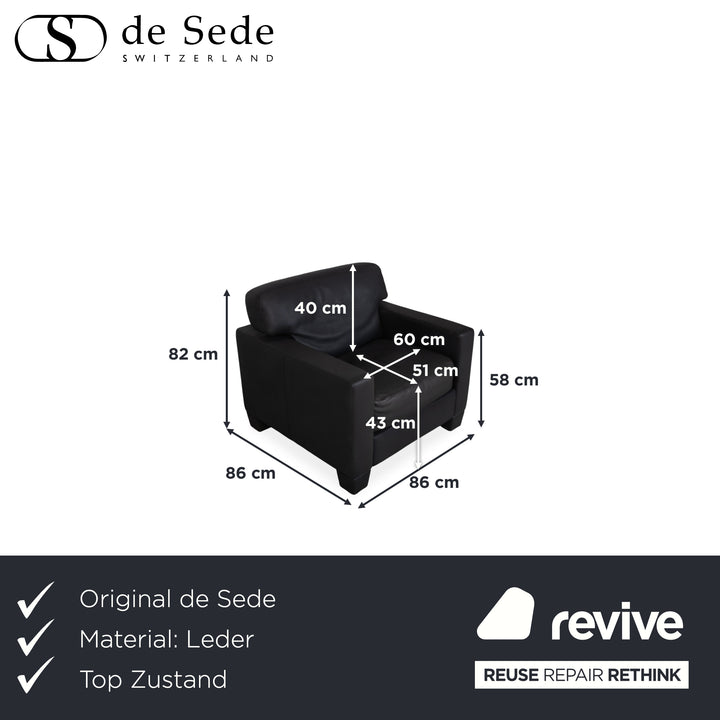 de Sede DS 17 / WK 612 Fauteuil en cuir gris anthracite
