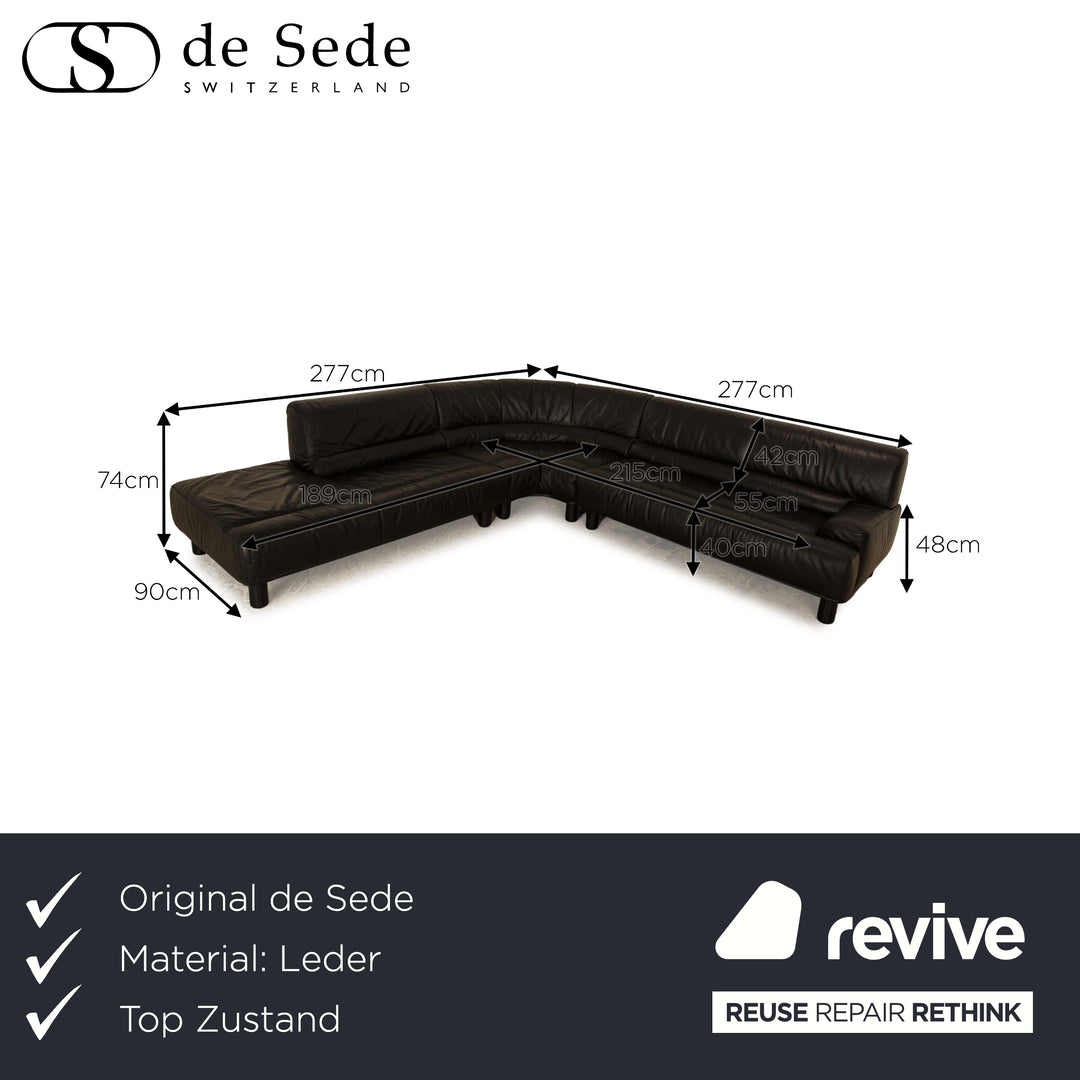 de Sede DS 18 Leather Corner Sofa Black Sofa Couch