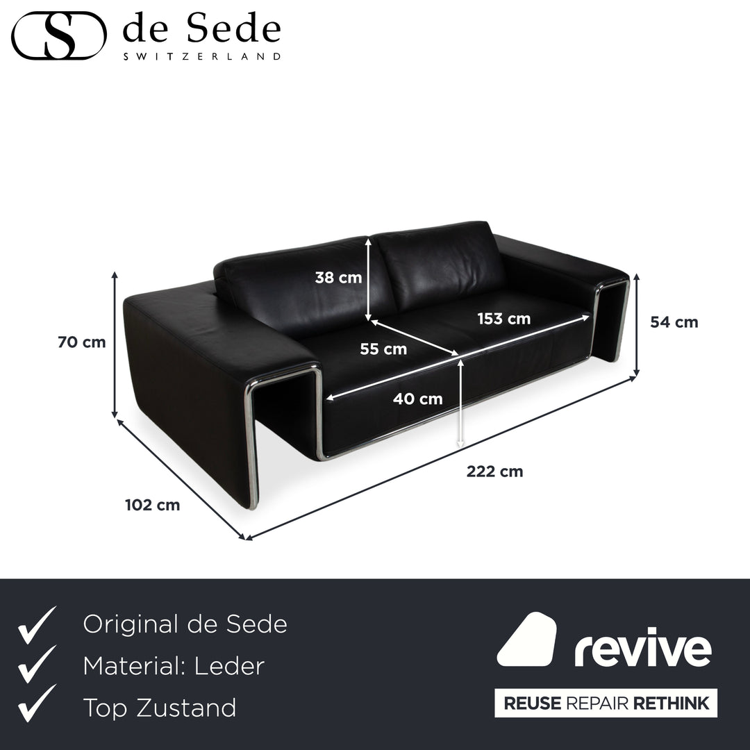 de Sede DS-180 Leder Dreisitzer Schwarz Sofa Couch