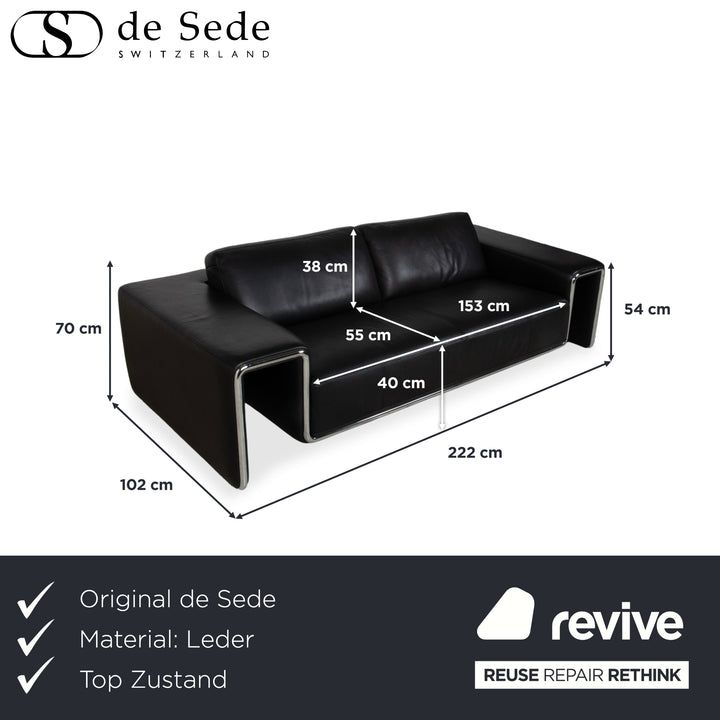 de Sede DS-180 Leder Dreisitzer Schwarz Sofa Couch