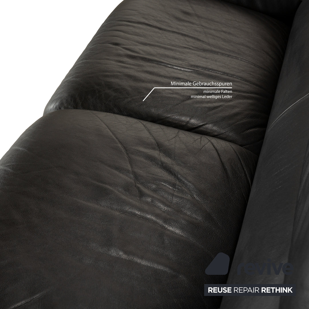 De Sede DS-2011 Leather Three-Seater Black Sofa Couch