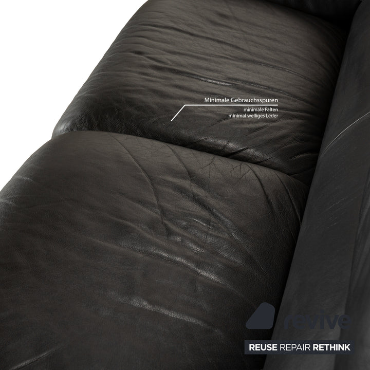 De Sede DS-2011 Leather Three-Seater Black Sofa Couch