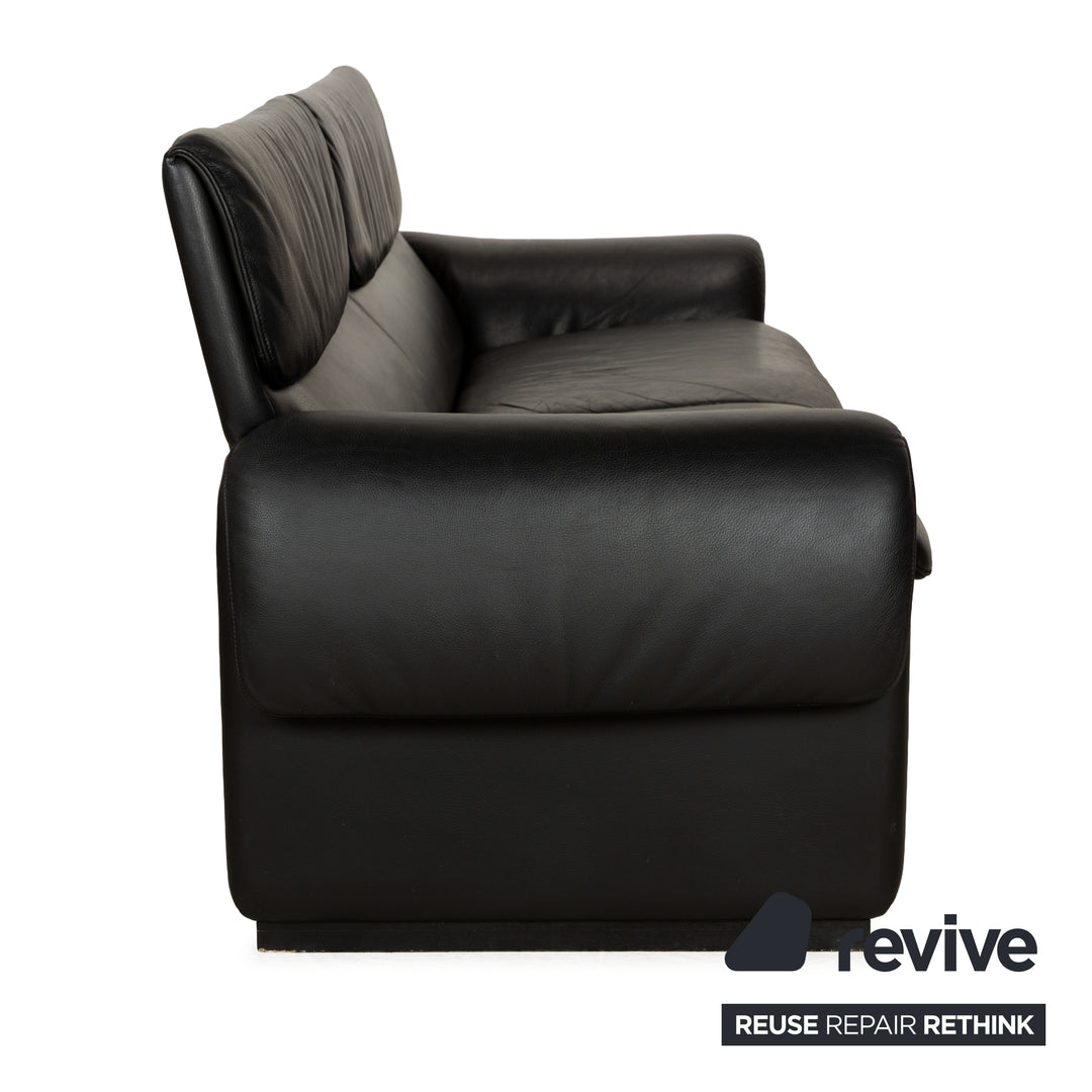 De Sede DS-2011 Leather Three-Seater Black Sofa Couch