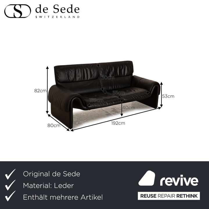 de Sede DS 2011 Leder Sofa Garnitur Schwarz 2x Zweisitzer Couch