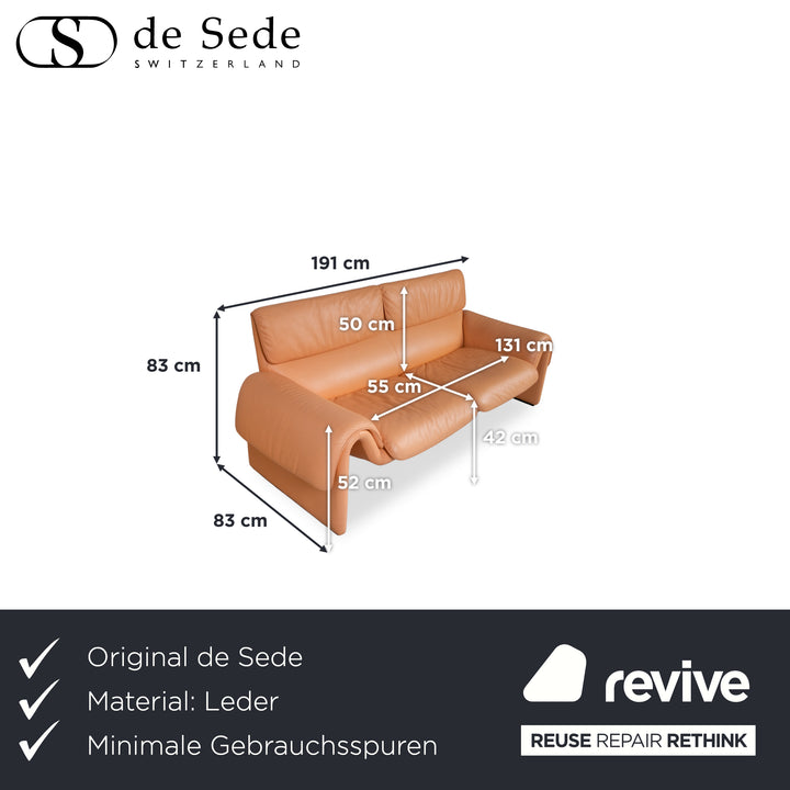 de Sede DS-2011 Leder Zweisitzer  Orange Sofa Couch