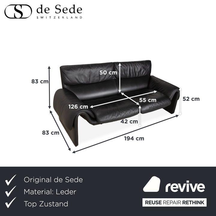 de Sede DS-2011 Leder Zweisitzer Schwarz Sofa Couch