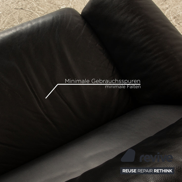de Sede DS-2011 Leather Two-Seater Black Sofa Couch